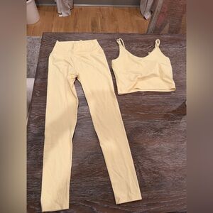Carbon 38 butter yellow ribbed matching workout set